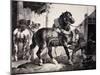 Farrier at Work Lithograph from Etudes De Cheveaux-Théodore Géricault-Mounted Giclee Print