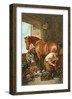 Farrier Shoeing Horse-null-Framed Art Print