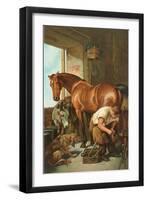 Farrier Shoeing Horse-null-Framed Art Print