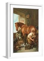 Farrier Shoeing Horse-null-Framed Art Print