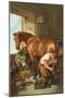 Farrier Shoeing Horse-null-Mounted Art Print