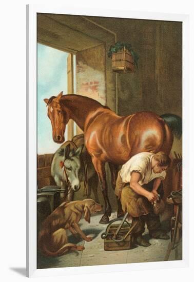 Farrier Shoeing Horse-null-Framed Art Print