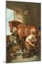 Farrier Shoeing Horse-null-Mounted Art Print