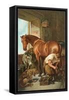 Farrier Shoeing Horse-null-Framed Stretched Canvas