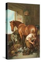 Farrier Shoeing Horse-null-Stretched Canvas