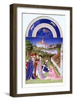 Fascimile of April: Courtly Figures in the Castle Grounds by the Limbourg brothers, from the 'Tres-null-Framed Giclee Print