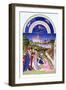 Fascimile of April: Courtly Figures in the Castle Grounds by the Limbourg brothers, from the 'Tres-null-Framed Giclee Print