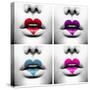 Fashion Abstract Collage Of Beauty Sexy Lips With Colorful Heart Shape Paint-Subbotina Anna-Stretched Canvas