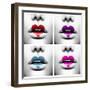 Fashion Abstract Collage Of Beauty Sexy Lips With Colorful Heart Shape Paint-Subbotina Anna-Framed Art Print