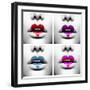 Fashion Abstract Collage Of Beauty Sexy Lips With Colorful Heart Shape Paint-Subbotina Anna-Framed Art Print