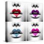 Fashion Abstract Collage Of Beauty Sexy Lips With Colorful Heart Shape Paint-Subbotina Anna-Stretched Canvas