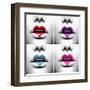 Fashion Abstract Collage Of Beauty Sexy Lips With Colorful Heart Shape Paint-Subbotina Anna-Framed Art Print