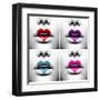 Fashion Abstract Collage Of Beauty Sexy Lips With Colorful Heart Shape Paint-Subbotina Anna-Framed Art Print