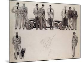 Fashion Design for 'Adam', Depicting Ten Male Models Standing by a Car-Ernst Deutsch-dryden-Mounted Giclee Print