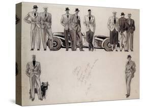 Fashion Design for 'Adam', Depicting Ten Male Models Standing by a Car-Ernst Deutsch-dryden-Stretched Canvas