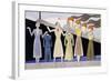 Fashion Design Showing Three Female Models Holding Up Garments on Hangers-Ernst Deutsch-dryden-Framed Giclee Print