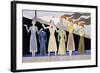 Fashion Design Showing Three Female Models Holding Up Garments on Hangers-Ernst Deutsch-dryden-Framed Giclee Print