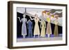 Fashion Design Showing Three Female Models Holding Up Garments on Hangers-Ernst Deutsch-dryden-Framed Giclee Print