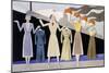 Fashion Design Showing Three Female Models Holding Up Garments on Hangers-Ernst Deutsch-dryden-Mounted Giclee Print