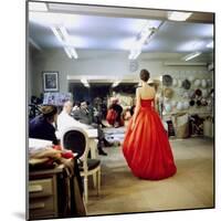 Fashion Designer Christian Dior Commenting on Red Gown for His New Collection Prior to Showing-Loomis Dean-Mounted Premium Photographic Print