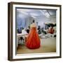 Fashion Designer Christian Dior Commenting on Red Gown for His New Collection Prior to Showing-Loomis Dean-Framed Premium Photographic Print