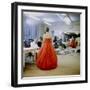 Fashion Designer Christian Dior Commenting on Red Gown for His New Collection Prior to Showing-Loomis Dean-Framed Premium Photographic Print