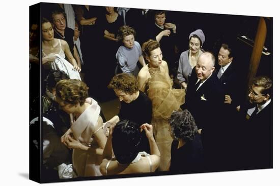 Fashion Designer Christian Dior with Staff at Rehearsal for New Collection Showing-Loomis Dean-Stretched Canvas