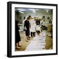 Fashion Designer Christian Dior Working on New Collection with Staff Prior to Showing-Loomis Dean-Framed Premium Photographic Print