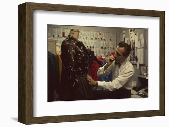 Fashion Designer David Crystam Working on Garments for David Carystal Inc, New York, NY, 1960-Walter Sanders-Framed Photographic Print