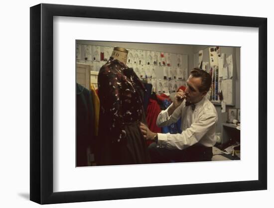 Fashion Designer David Crystam Working on Garments for David Carystal Inc, New York, NY, 1960-Walter Sanders-Framed Photographic Print