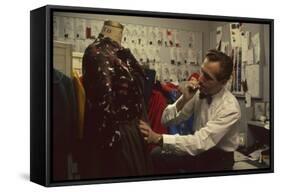 Fashion Designer David Crystam Working on Garments for David Carystal Inc, New York, NY, 1960-Walter Sanders-Framed Stretched Canvas