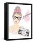 Fashion Girl Photographer-cherry blossom girl-Framed Stretched Canvas