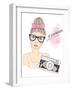 Fashion Girl Photographer-cherry blossom girl-Framed Art Print