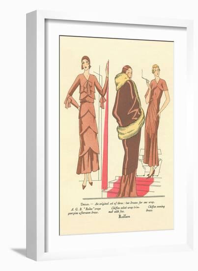 Fashion Illustration, Three Dresses-null-Framed Art Print