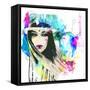 Fashion Illustration with a Face and Bright Free Hand Spots-A Frants-Framed Stretched Canvas