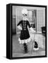 Fashion is Not a Monkey on Her Back, as a Young Woman Wears the Same Kosak Outfit as Her Pet-null-Framed Stretched Canvas