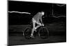 Fashion Man on the Fixed Gear Bike Rides around the City at Night. Black and White-Hrynevich Yury-Mounted Photographic Print