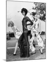 Fashion Model Donyale Luna See Through Crocheted Floor Length Dress with Extreme Cutout Back-null-Mounted Premium Photographic Print