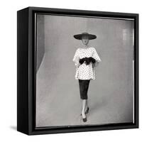 Fashion Model Showing Polka Dotted Smock Top over Black Skirt by Balenciaga-Gordon Parks-Framed Stretched Canvas