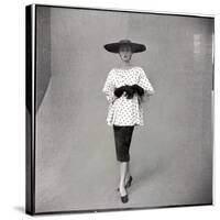 Fashion Model Showing Polka Dotted Smock Top over Black Skirt by Balenciaga-Gordon Parks-Stretched Canvas