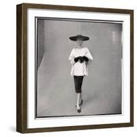 Fashion Model Showing Polka Dotted Smock Top over Black Skirt by Balenciaga-Gordon Parks-Framed Photographic Print