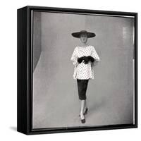 Fashion Model Showing Polka Dotted Smock Top over Black Skirt by Balenciaga-Gordon Parks-Framed Stretched Canvas