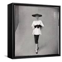 Fashion Model Showing Polka Dotted Smock Top over Black Skirt by Balenciaga-Gordon Parks-Framed Stretched Canvas