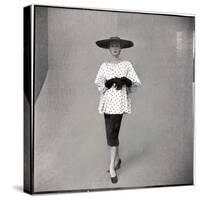 Fashion Model Showing Polka Dotted Smock Top over Black Skirt by Balenciaga-Gordon Parks-Stretched Canvas