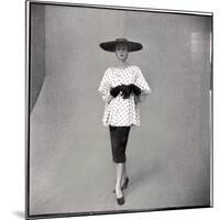 Fashion Model Showing Polka Dotted Smock Top over Black Skirt by Balenciaga-Gordon Parks-Mounted Photographic Print