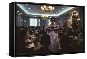 Fashion Model Shows Off a Christian Dior Design to Buyers and Press, New York, New York, 1960-Walter Sanders-Framed Stretched Canvas