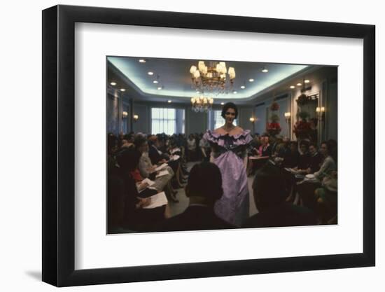 Fashion Model Shows Off a Christian Dior Design to Buyers and Press, New York, New York, 1960-Walter Sanders-Framed Photographic Print