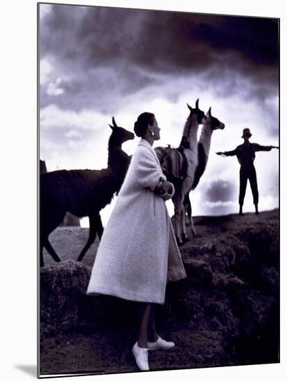 Fashion Model with Llamas, 1952-Science Source-Mounted Giclee Print
