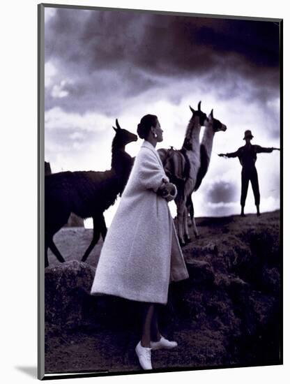 Fashion Model with Llamas, 1952-Science Source-Mounted Giclee Print