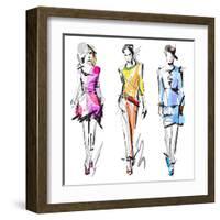 Fashion Models. Sketch-dahabian-Framed Art Print